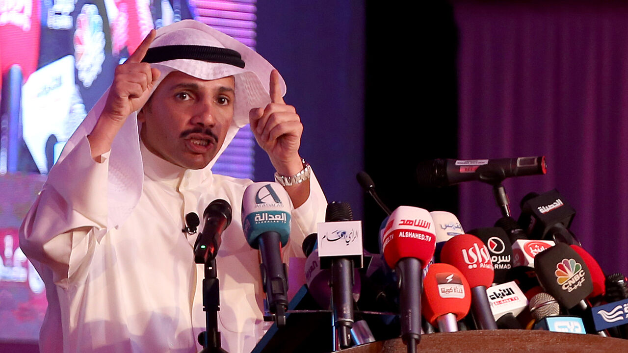 625076846 Kuwaiti candidate and former parliament speaker Marzouq al-Ghanem speaks during a campaign rally in Kuwait City on November 22, 2016.
During the past decade, the parliament in the desert emirate has been dissolved five times by the emir due to political disputes and twice by courts over procedural flaws. The most recent occasion the emir exercised those powers was last month when he called a snap election following a crisis over petrol price hikes. / AFP / Yasser Al-Zayyat (Photo credit should read