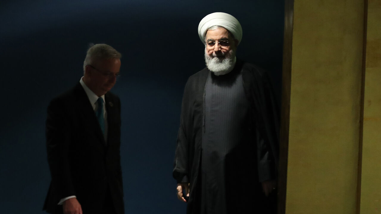 UN-ASSEMBLY/ Iran's President Hassan Rouhani (R) arrives to address the 73rd session of the United Nations General Assembly at U.N. headquarters in New York, U.S., September 25, 2018. REUTERS/Carlo Allegri - HP1EE9P1EGI66