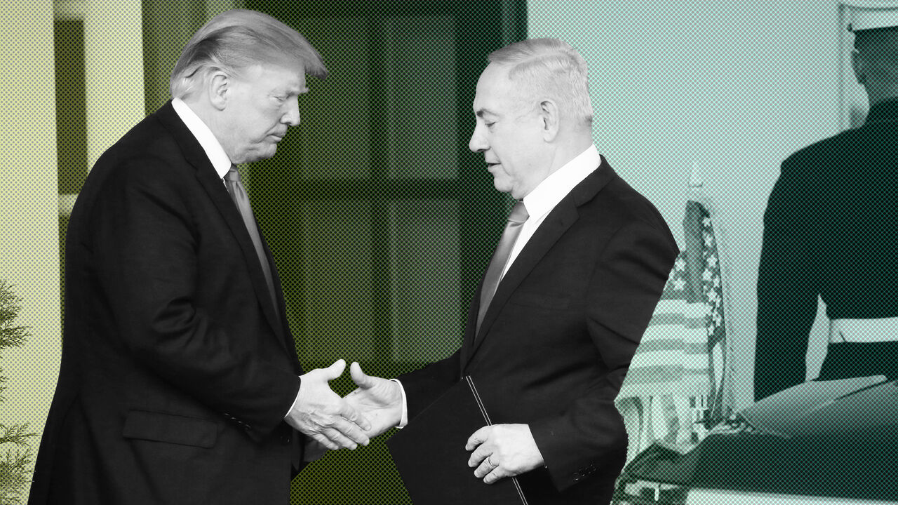 U.S. President Donald Trump and Israel's Prime Minister Benjamin Netanyahu shake hands as Netanyahu departs the White House from the West Wing in Washington, U.S. March 25, 2019. REUTERS/Leah Millis - RC12B9AA4CE0