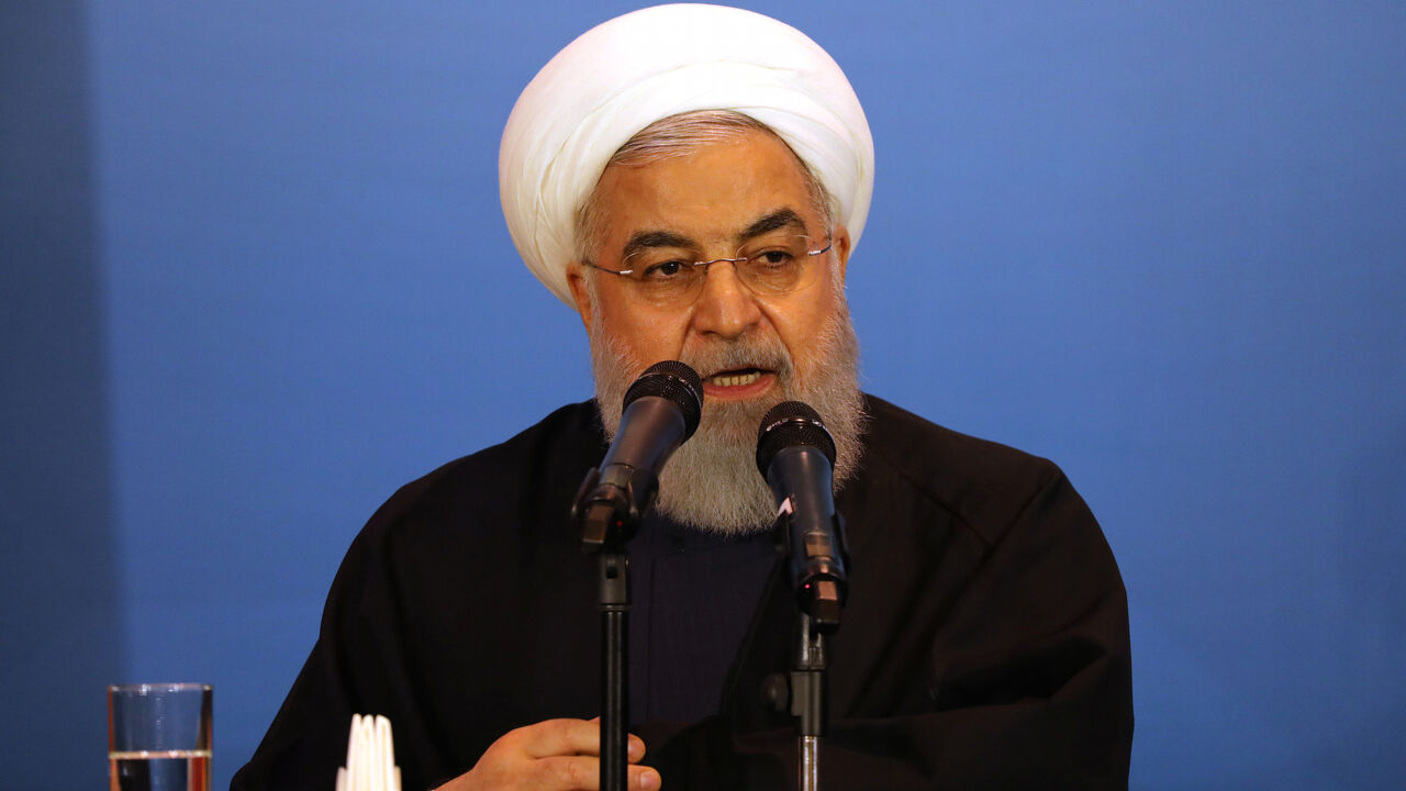 IRAQ-IRAN/ROUHANI Iranian President Hassan Rouhani speaks during a meeting with tribal leaders in Kerbala, Iraq, March 12, 2019. REUTERS/Abdullah Dhiaa Al-Deen - RC1138FEB880