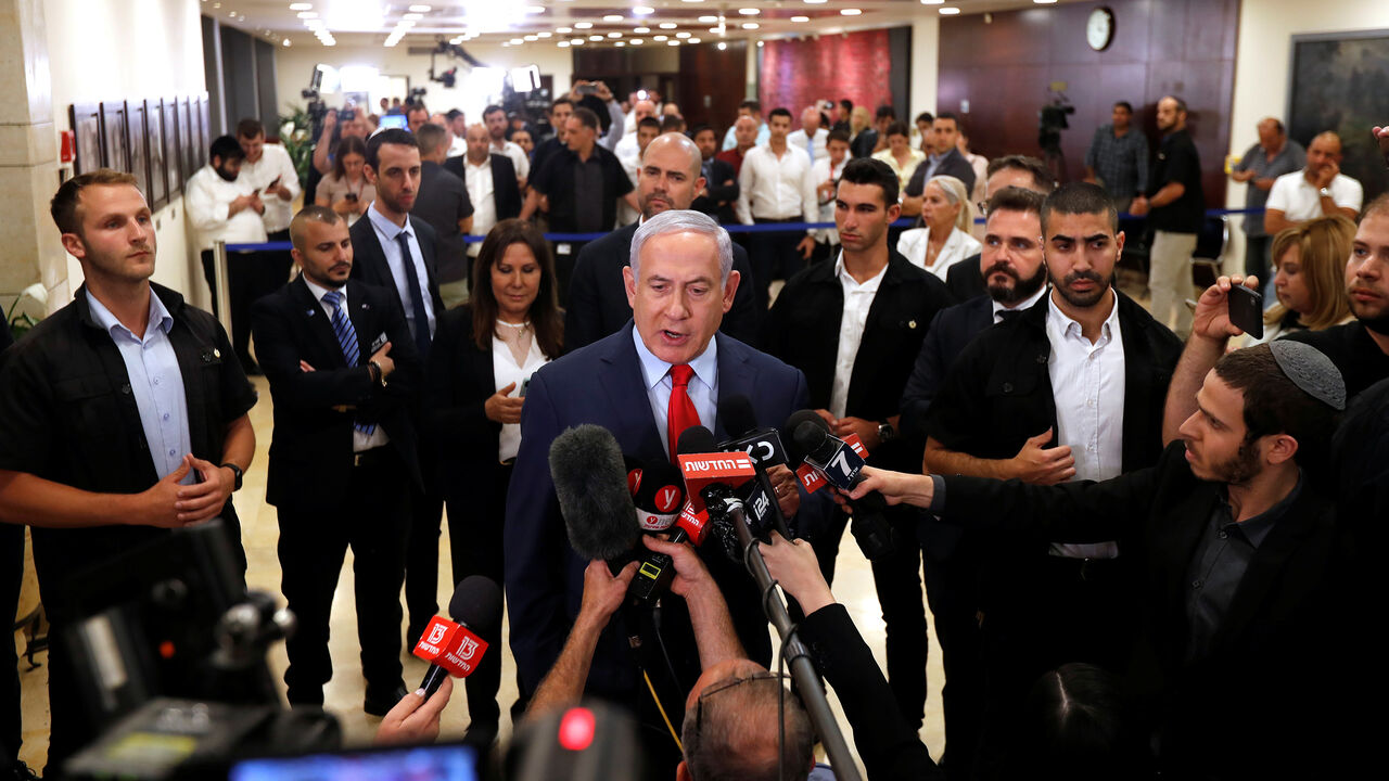 ISRAEL-POLITICS/PARLIAMENT Israeli Prime Minister Benjamin Netanyahu speaks to the media at the Knesset, Israel's parliament, in Jerusalem May 30, 2019. REUTERS/Ronen Zvulun - RC142B896740