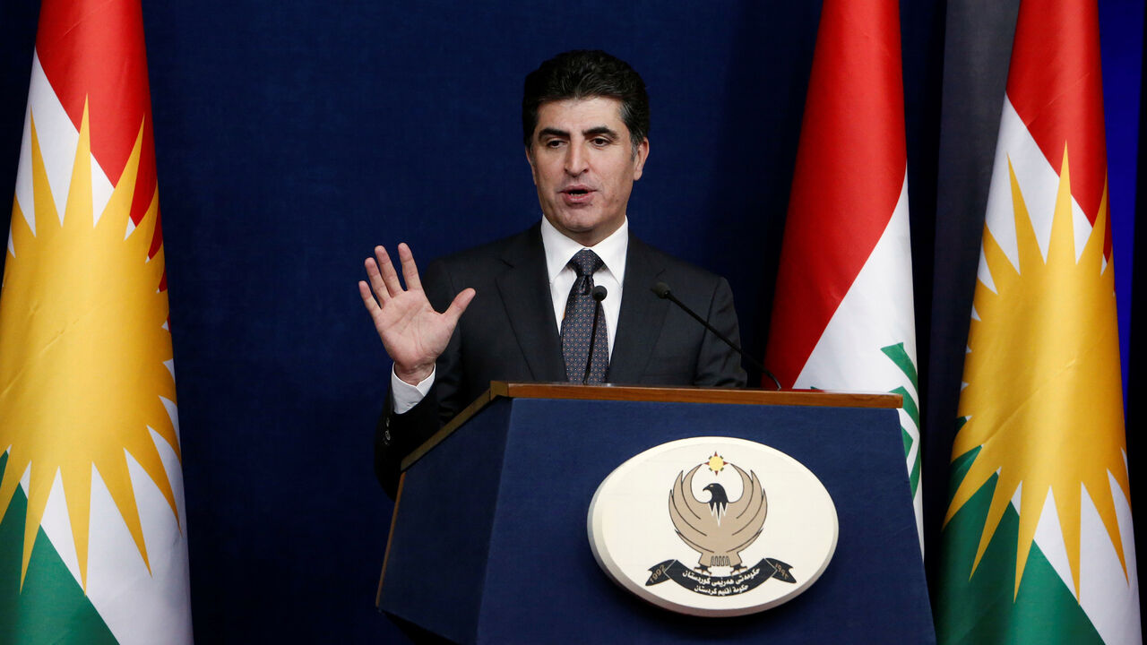 MIDEAST-CRISIS/IRAQ-KURDS Kurdish region's Prime Minister Nechirvan Barzani speaks during a news conference in Erbil, Iraq November 6, 2017. REUTERS/Azad Lashkari - RC1D69B71E20