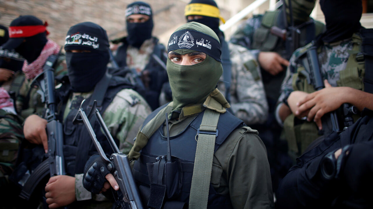 Members of various Palestinian armed factions take part in a news conference, in Gaza City September 12, 2018. REUTERS/Mohammed Salem - RC1A5369ABA0