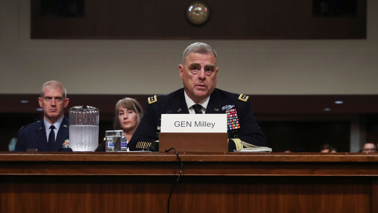 USA-MILITARY/ U.S. Army Gen. Mark Milley testifies before a Senate Armed Services Committee hearing on his nomination to be chairman of the Joint Chiefs of Staff on Capitol Hill in Washington, U.S., July 11, 2019. REUTERS/Leah Millis - RC19027566C0