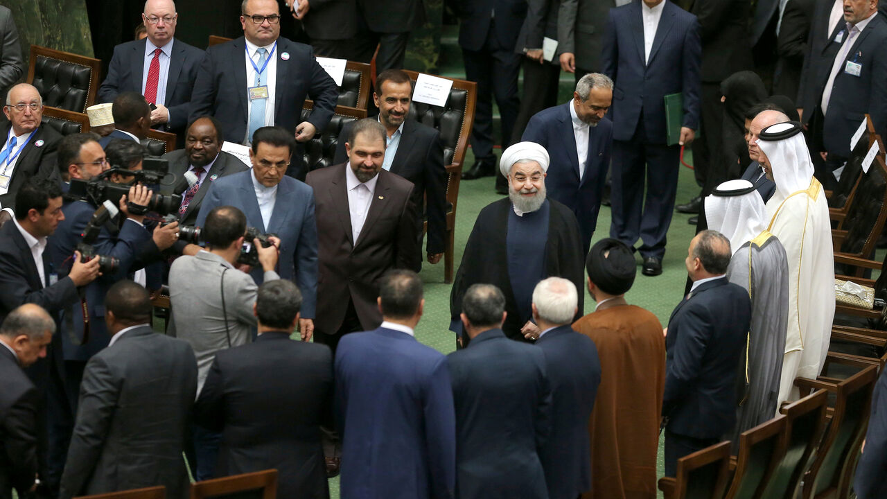 IRAN-ROUHANI/ Iranian president Hassan Rouhani arrives for his swearing-in ceremony for a further term, at the parliament in Tehran, Iran, August 5, 2017. Nazanin Tabatabaee Yazdi/TIMA via REUTERS ATTENTION EDITORS - THIS IMAGE WAS PROVIDED BY A THIRD PARTY. - RC1E6A273D30