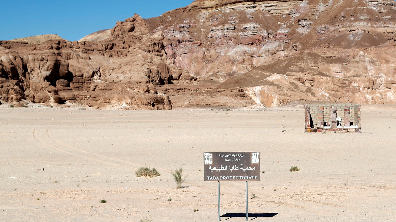 A sign of Taba Protectorate is seen at the new road to Saint Catherine, in the Sinai Peninsula, south of Cairo, Egypt December 11, 2018. Picture taken December 11, 2018. REUTERS/Amr Abdallah Dalsh - RC1D87D720C0