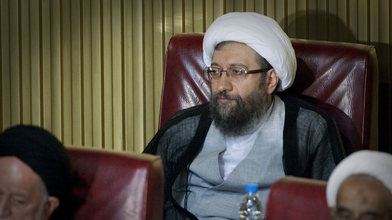 IRAN/ EDITORS' NOTE: Reuters and other foreign media are subject to Iranian restrictions on leaving the office to report, film or take pictures in Tehran.
Ayatollah Sadeq Larijani, head of Iran's Judiciary, listens to the opening speech during the Assembly of Experts' biannual meeting in Tehran September 14, 2010. REUTERS/Caren Firouz (IRAN - Tags: POLITICS RELIGION CRIME LAW) - GM1E69E15YO01