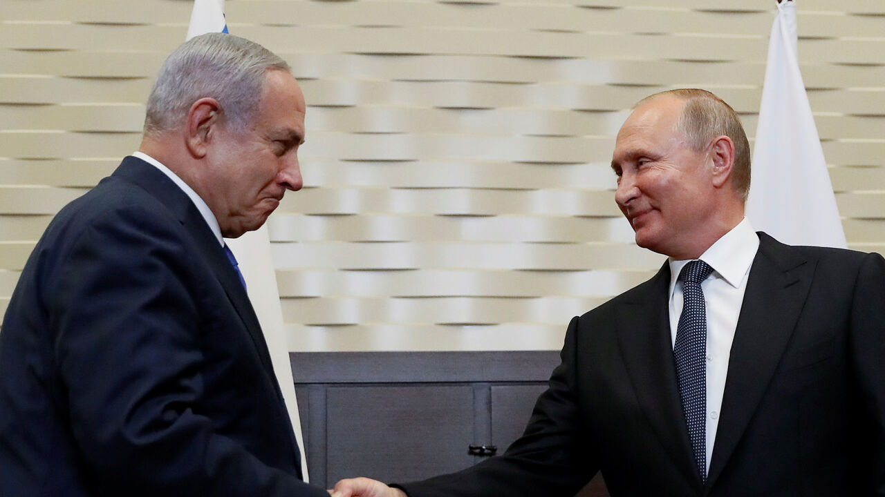 Russian President Putin meets with Israeli Prime Minister Netanyahu in Sochi Russian President Vladimir Putin shakes hands with Israeli Prime Minister Benjamin Netanyahu during a meeting at the Bocharov Ruchei state residence in Sochi, Russia September 12, 2019. REUTERS/Shamil Zhumatov - RC1C716EE3D0
