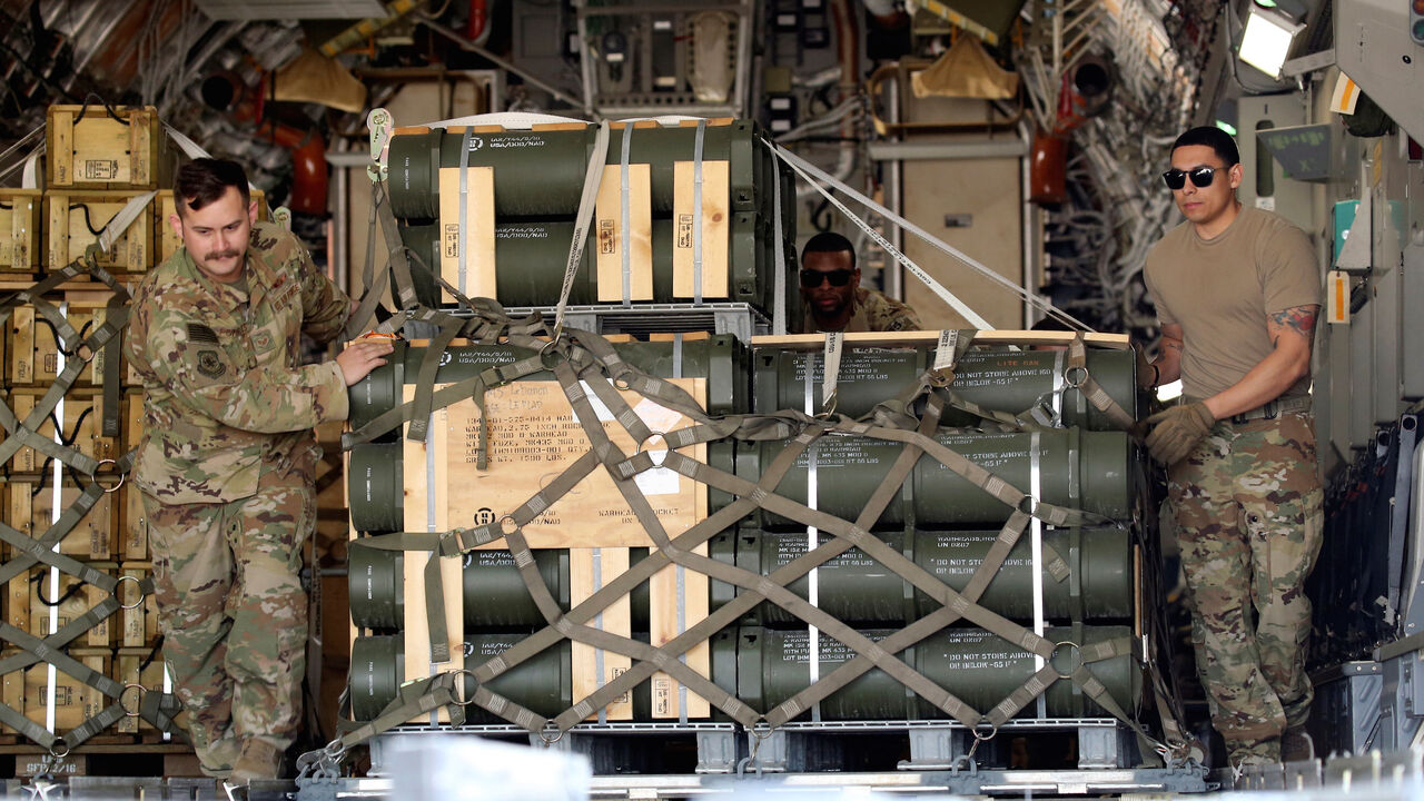 LEBANON-USA/ U.S. Air Force personnel unload military equipment at Beirut Air Base, Lebanon February 13, 2019. REUTERS/Mohamed Azakir - RC1D43617640