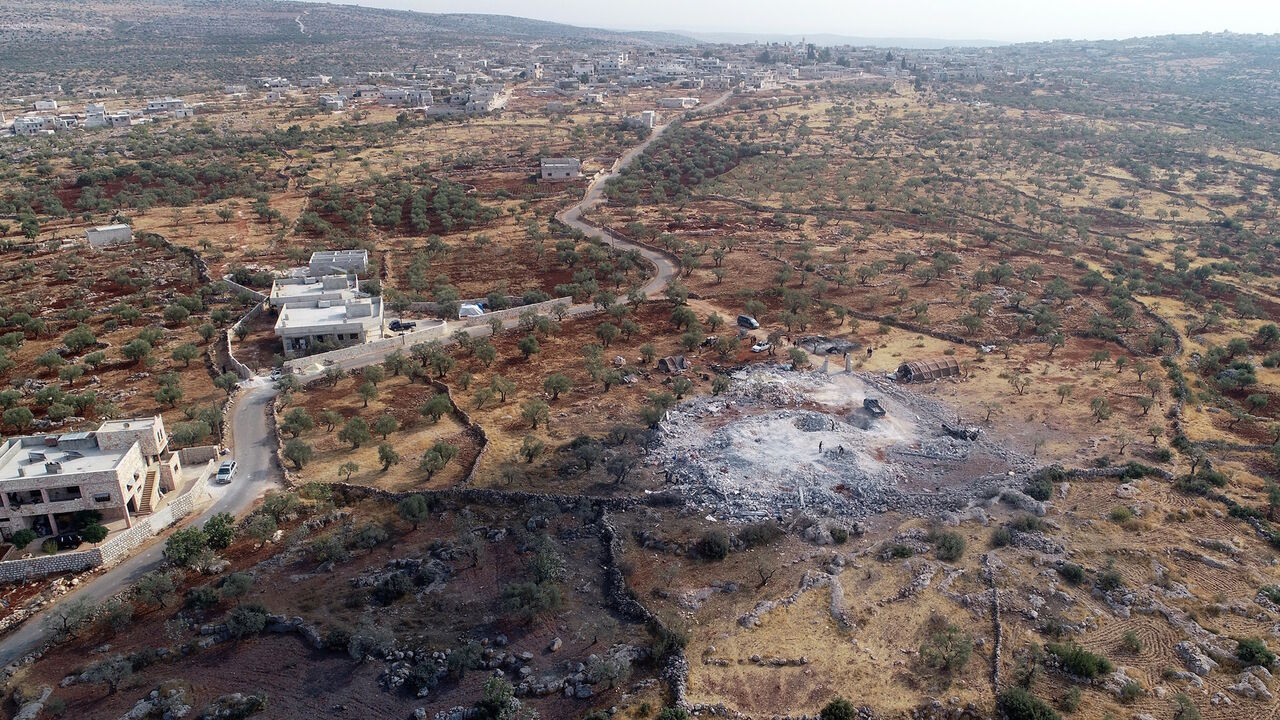 IDLIB, SYRIA - NOVEMBER 28: A drone photo shows an aerial view of operation area where Daesh leader Abu Bakr al-Baghdadi killed in, on October 28, 2019 in northwestern Syria in Idlib, Syria . A U.S. raid that allegedly killed Daesh leader Abu Bakr al-Baghdadi in northwestern Syria lasted for some four hours, according to local sources. The operation, in which helicopters, drones, and ground units were used, took place a few kilometers away from the Tourlaha camp, where displaced civilians have taken shelter