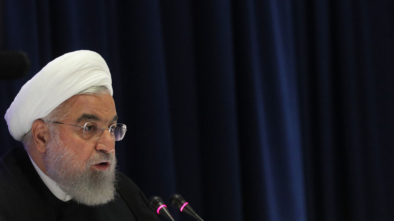 IRAN-USA/ Iranian President Hassan Rouhani speaks at a news conference on the sidelines of the United Nations General Assembly in New York, U.S., September 26, 2019. REUTERS/Brendan Mcdermid - HP1EF9Q1DCLMP