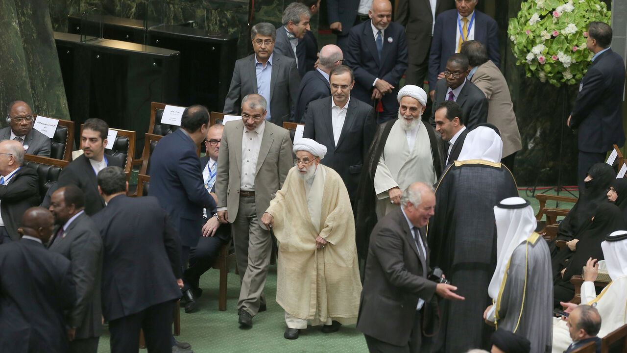 IRAN-ROUHANI/ Ahmad Jannati, Chairman of the Assembly of Experts, attends the swearing-in ceremony for Iranian president Hassan Rouhani for a further term, at the parliament in Tehran, Iran, August 5, 2017. Nazanin Tabatabaee Yazdi/TIMA via REUTERS ATTENTION EDITORS - THIS IMAGE WAS PROVIDED BY A THIRD PARTY. - RC114AD440D0