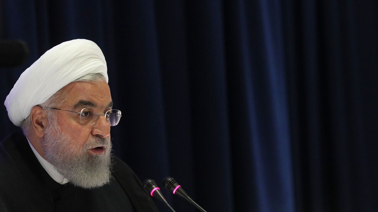 IRAN-USA/ Iranian President Hassan Rouhani speaks at a news conference on the sidelines of the United Nations General Assembly in New York, U.S., September 26, 2019. REUTERS/Brendan Mcdermid - HP1EF9Q1DCLMP