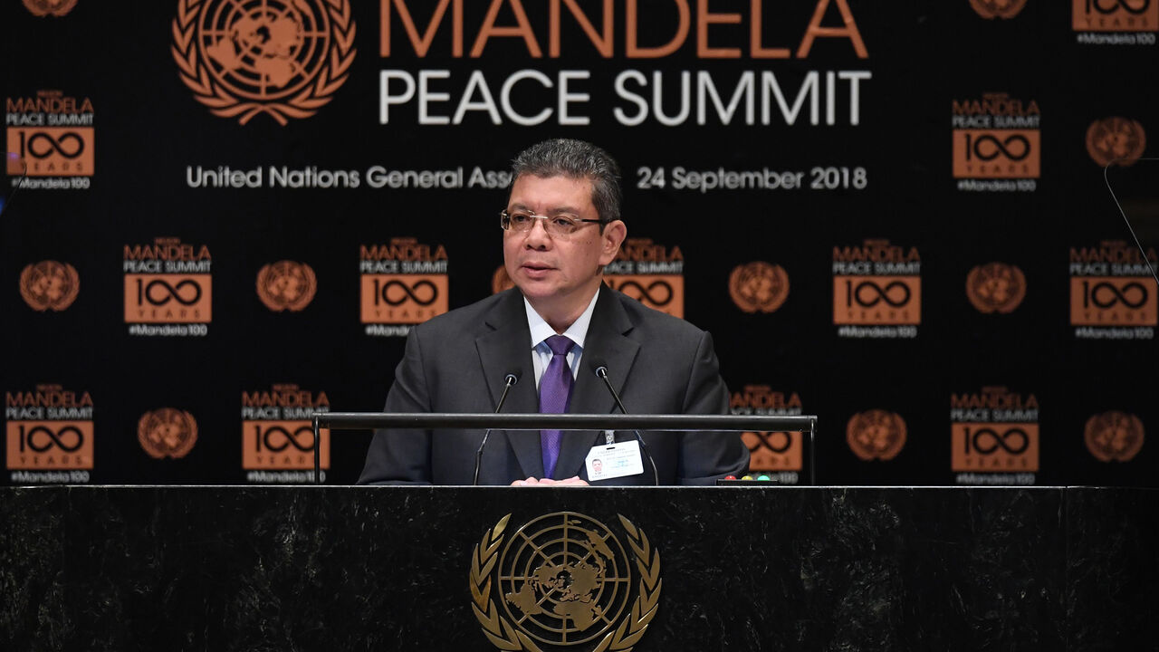 1039440792 Dato' Saifuddin Abdullah, Malaysian Minister for Foreign Affairs, addresses the Nelson Mandela Peace Summit September 24, 2018 at the United Nations in New York, a day before the start of the General Debate of the 73rd session of the General Assembly. (Photo by TIMOTHY A. CLARY / AFP) (Photo credit should read TIMOTHY A. CLARY/AFP via Getty Images)