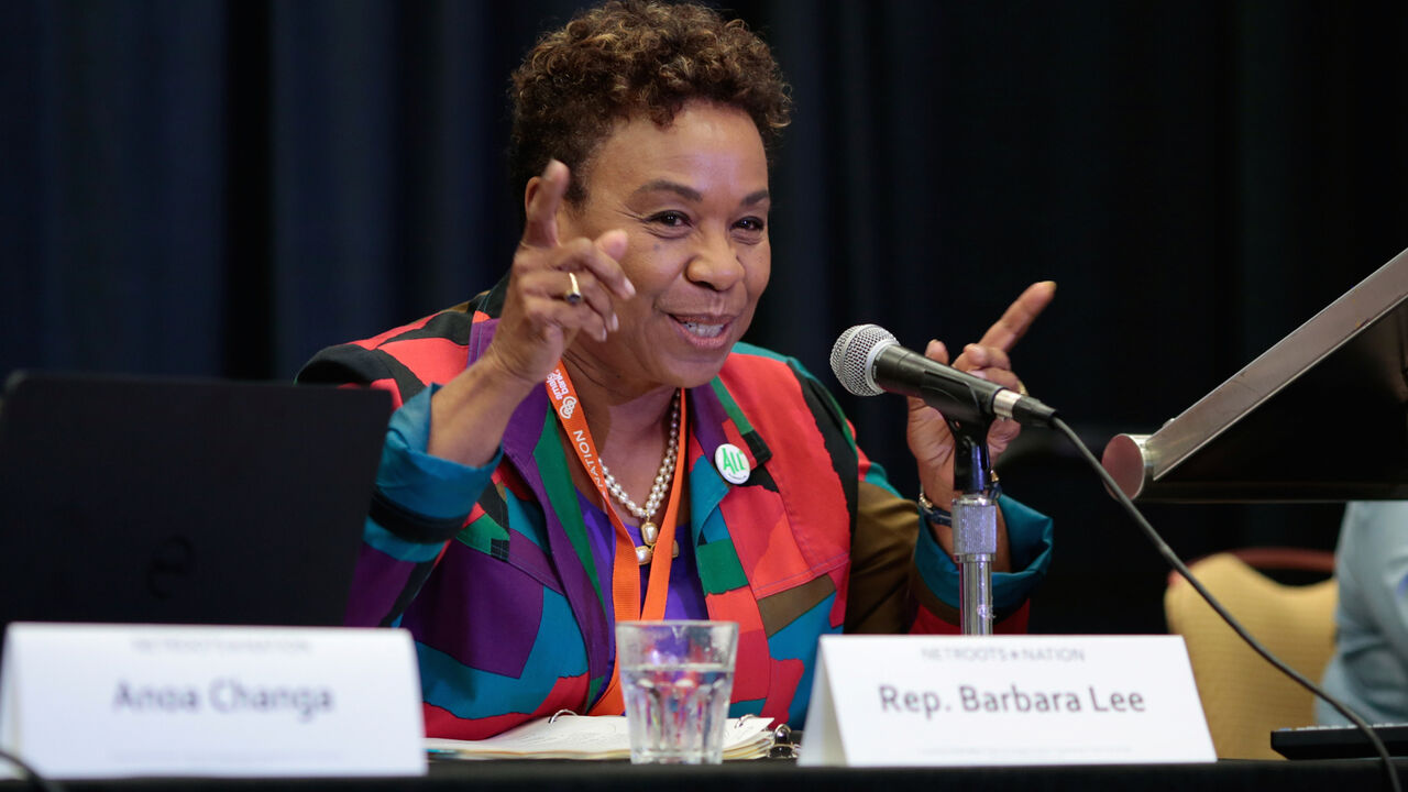 USA-POLITICS/NETROOTS Rep. Barbara Lee speaks during the "Progressive While Black" breakout session at the Netroots Nation annual conference for political progressives in Atlanta, Georgia, U.S. August 10, 2017. REUTERS/Chris Aluka Berry - RC1CDD089D40