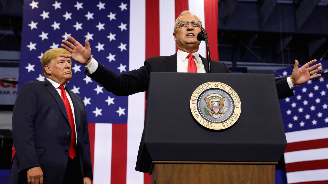 USA-TRUMP/ U.S. President Donald Trump listens at a rally in support of Rep. Kevin Cramer (R) in his run for Senate in Fargo, North Dakota, U.S. June 27, 2018. REUTERS/Kevin Lamarque - RC1ECB7F9050