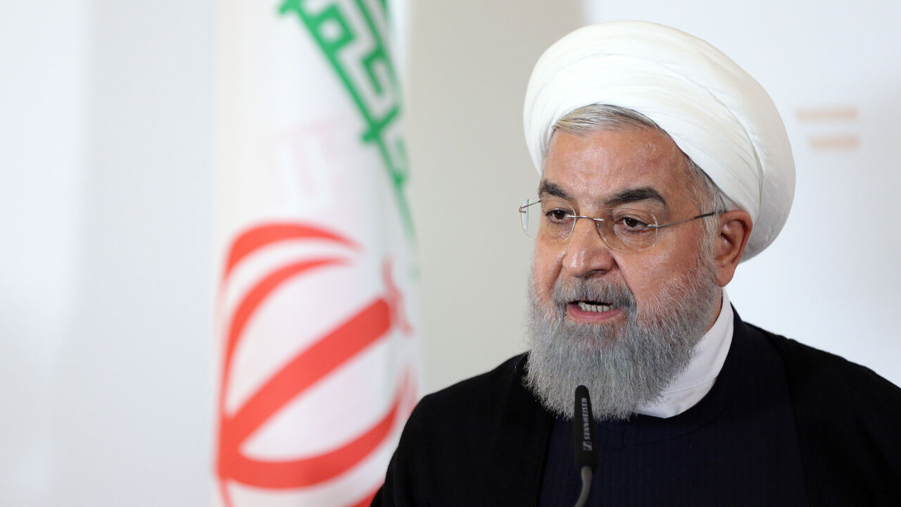 AUSTRIA-IRAN/ Iran's President Hassan Rouhani attends a news conference at the Chancellery in Vienna, Austria July 4, 2018. REUTERS/Lisi Niesner - RC1981F1CC40