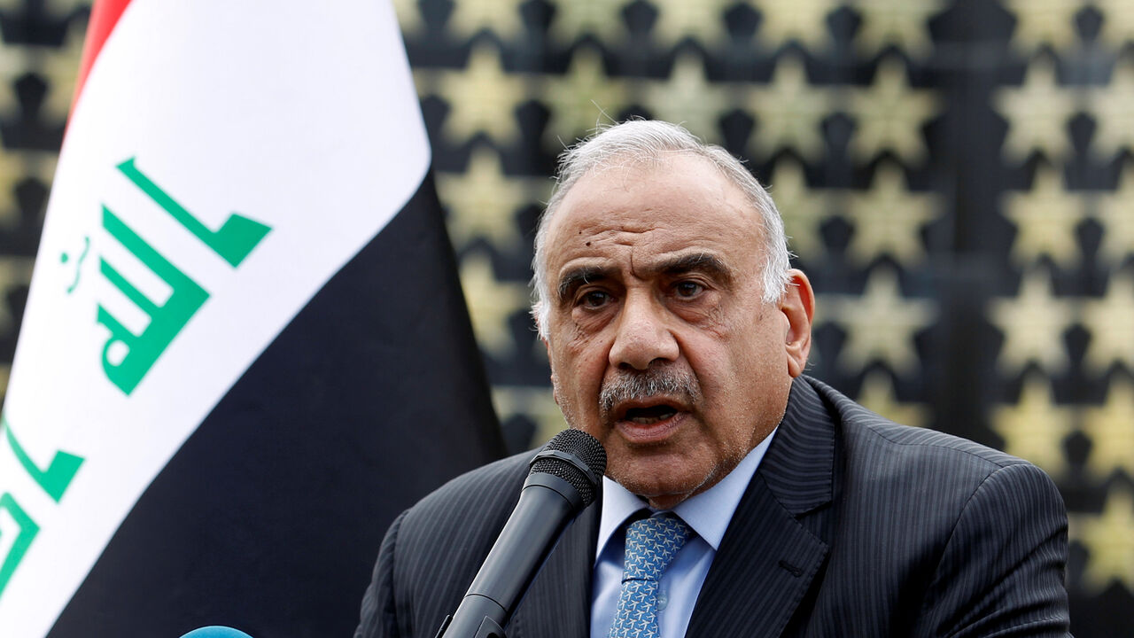 SYRIA-SECURITY/USA-IRAQ-PM Iraqi Prime Minister Adel Abdul Mahdi speaks during a symbolic funeral ceremony of Major General Ali al-Lami, who commands the Iraqi Federal Police's Fourth Division, who was killed in Salahuddin, in Baghdad, Iraq October 23, 2019. REUTERS/Khalid al-Mousily - RC13E6661570