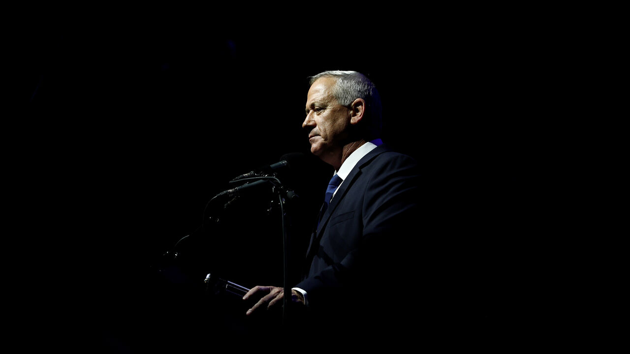 ISRAEL-RABIN MEMORIAL/GANTZ Benny Gantz, head of Blue and White party, speaks during a rally commemorating the 24th anniversary of the assassination of Israeli Prime Minister Yitzhak Rabin, in Tel Aviv, Israel November 2, 2019. REUTERS/Corinna Kern - RC19373C6E90