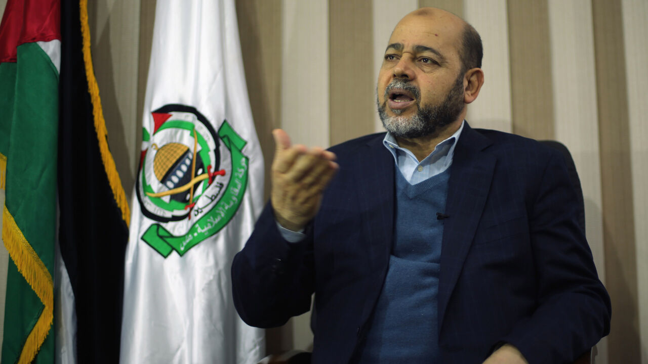 Deputy Hamas chief Moussa Abu Marzouk gestures during an interview with Reuters in Gaza City December 17, 2014. The Palestinian Islamist group Hamas should be removed from the European Union's terrorist list, an EU court ruled on Wednesday, saying the decision to include it was based on media reports not considered analysis.  Hamas welcomed Wednesday's verdict. "The decision is a correction of a historical mistake the European Union had made," Abu Marzouk told Reuters. REUTERS/Mohammed Salem (GAZA - Tags: P