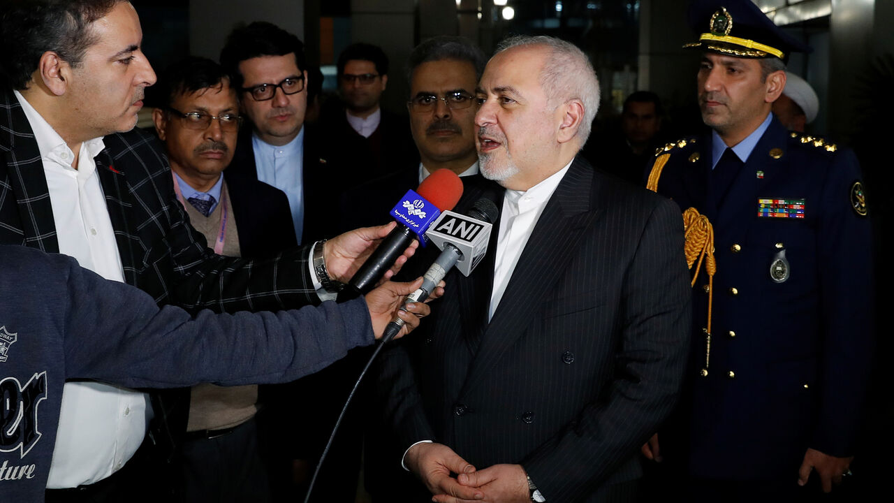 INDIA-SECURITY/IRAN Iranian Foreign Minister Javad Zarif speaks to reporters upon his arrival at the airport in New Delhi, India, January 14, 2020. REUTERS/Adnan Abidi - RC2RFE9JIN9F