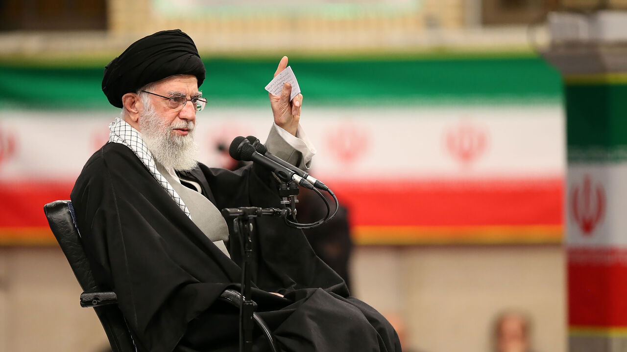 1198749355 TEHRAN, IRAN - FEBRUARY 05: (----EDITORIAL USE ONLY â MANDATORY CREDIT - "IRANIAN SUPREME LEADER PRESS OFFICE / HANDOUT" - NO MARKETING NO ADVERTISING CAMPAIGNS - DISTRIBUTED AS A SERVICE TO CLIENTS----) Supreme Leader of Iran, Ali Khamenei makes statements on U.S. President Donald Trump's Mideast plan during an event marking the 41st anniversary of Iranian revolution in Tehran, Iran on February 05, 2020. (Photo by Iranian Supreme Leader Press Office / Handout/Anadolu Agency via Getty Images)