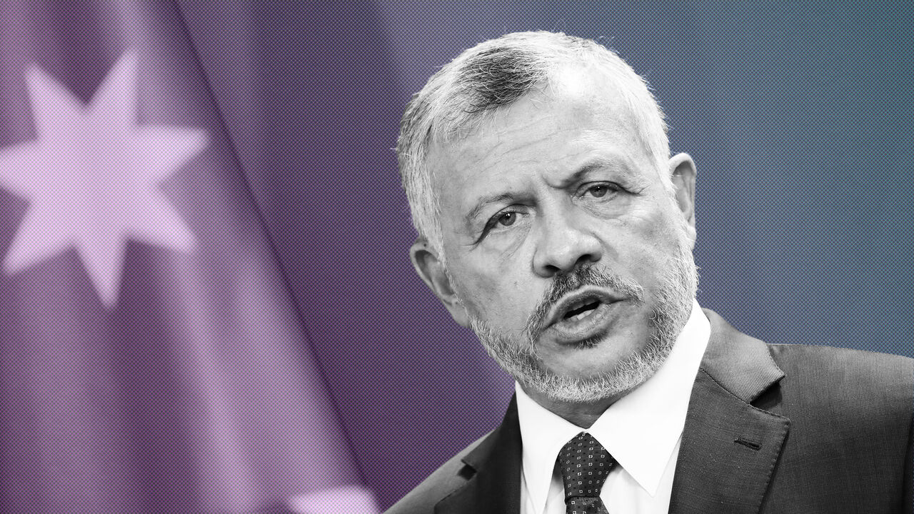 1168812160 BERLIN, GERMANY - SEPTEMBER 17: King Abdullah II of Jordan speaks to the media following talks with German Chancellor at the Chancellery on September 17, 2019 in Berlin, Germany. The two discussed the recent attack on Saudi Arabian oil installations, among other issues. (Photo by Michele Tantussi/Getty Images)