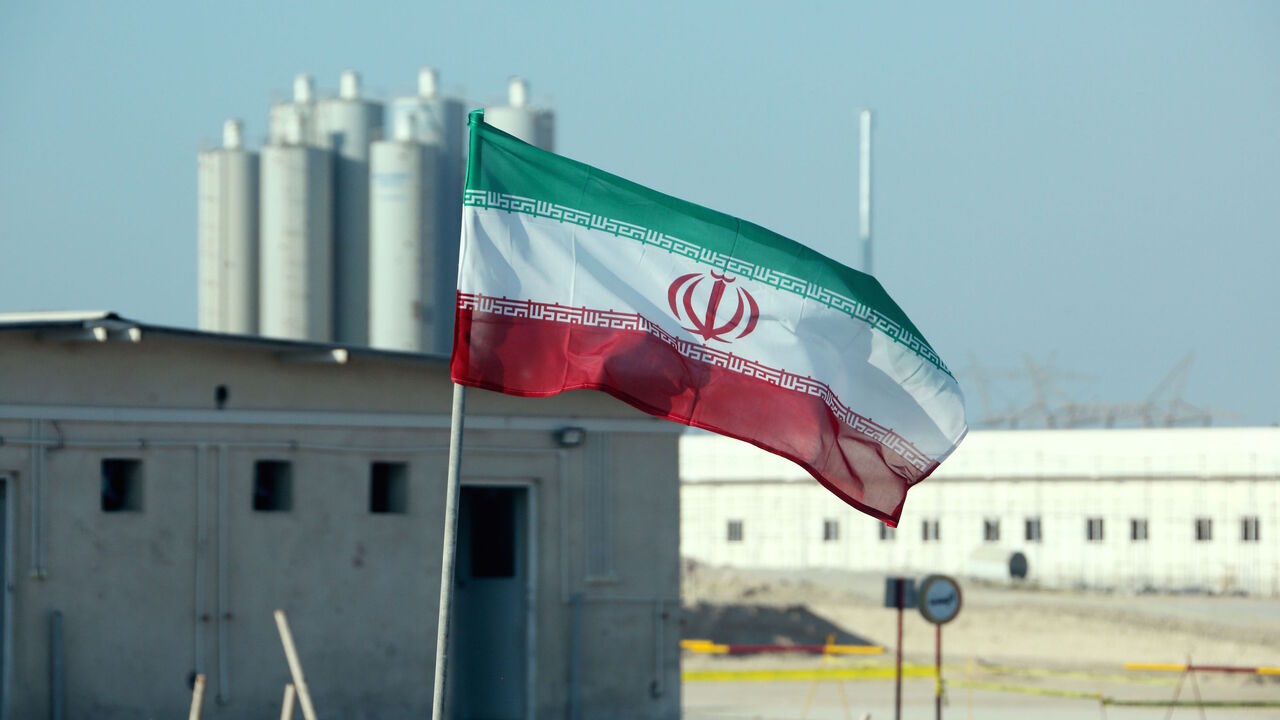 1181344604 A picture taken on November 10, 2019, shows an Iranian flag in Iran's Bushehr nuclear power plant, during an official ceremony to kick-start works on a second reactor at the facility. - Bushehr is Iran's only nuclear power station and is currently running on imported fuel from Russia that is closely monitored by the UN's International Atomic Energy Agency. (Photo by ATTA KENARE / AFP) (Photo by ATTA KENARE/AFP via Getty Images)