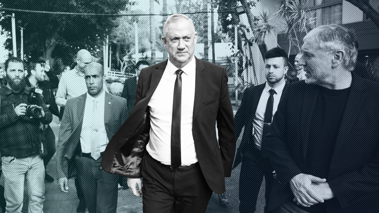 1204311188 RAMAT GAN, ISRAEL - MARCH 01: Benny Gantz, Blue and White Party leader leaves after making a statement to the press on March 1, 2020 in Ramat Gan, Israel. Israelis will head to the polls tomorrow for the third time in less than a year. (Photo by Amir Levy/Getty Images)