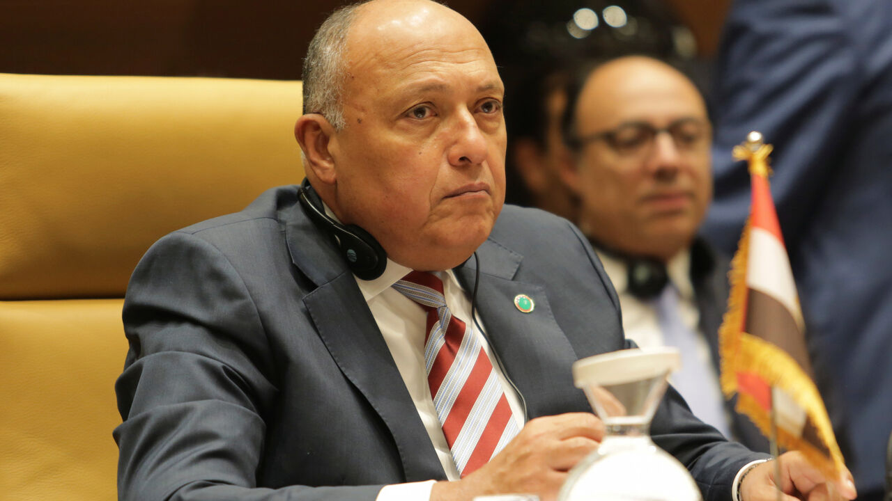 LIBYA-SECURITY/ALGERIA Egyptian Foreign Minister Sameh Shoukry attends a meeting with foreign Ministers and officials from countries neighbouring Libya to discuss the conflict in Libya, in Algiers, Algeria January 23, 2020. REUTERS/Ramzi Boudina - RC2OLE9V6DIR
