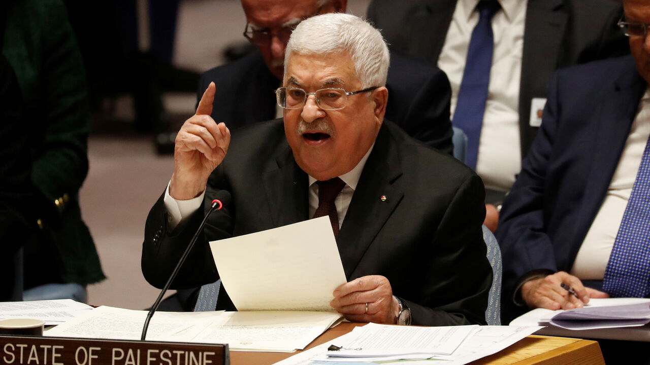 ISRAEL-PALESTINIANS/UN Palestinian President Mahmoud Abbas speaks during a Security Council meeting at the United Nations in New York, U.S., February 11, 2020. REUTERS/Shannon Stapleton - RC2FYE9T70OQ