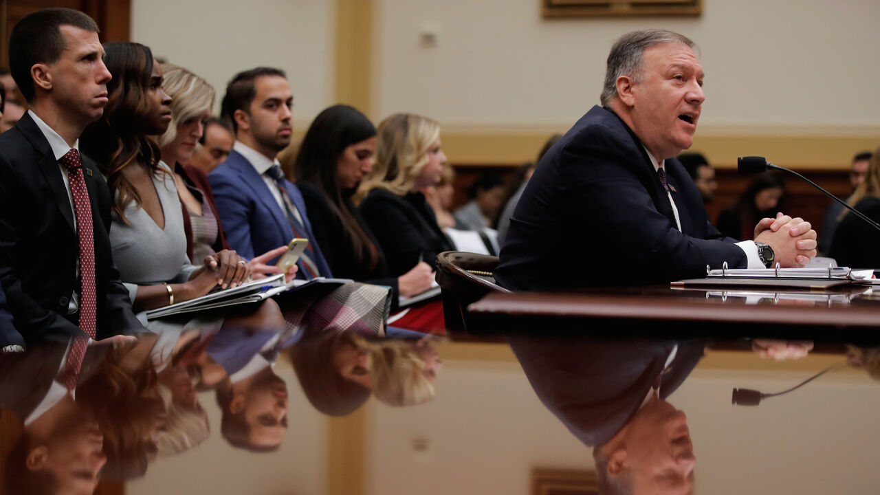USA-POMPEO/ U.S. Secretary of State Mike Pompeo testifies before the House Foreign Affairs Committee hearing on ìTrump administration policies on Iran, Iraq and use of force.î on Capitol Hill, in Washington, U.S. February 28, 2020. REUTERS/Carlos Barria - RC2Q9F9TFYOC