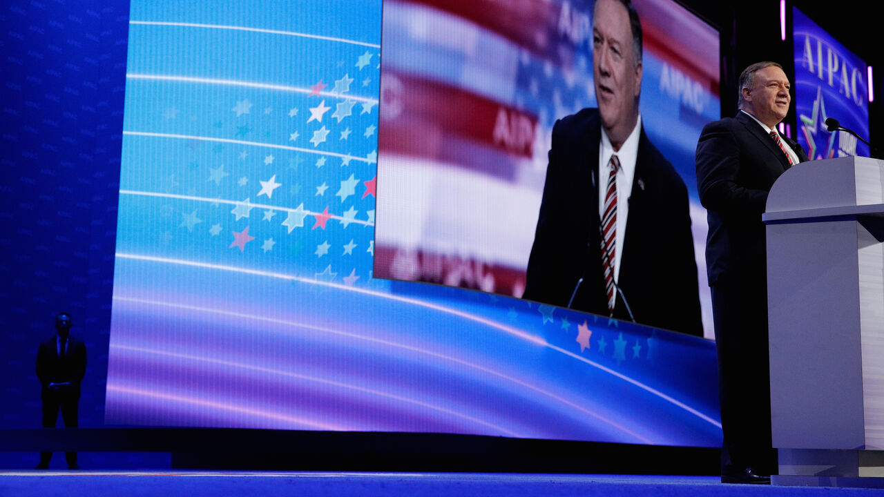 USA-ISRAEL/AIPAC U.S. Secretary of State Mike Pompeo delivers remarks during the AIPAC convention at the Washington Convention Center in Washington, U.S., March 2, 2020. REUTERS/Tom Brenner - RC2YBF9B7QML
