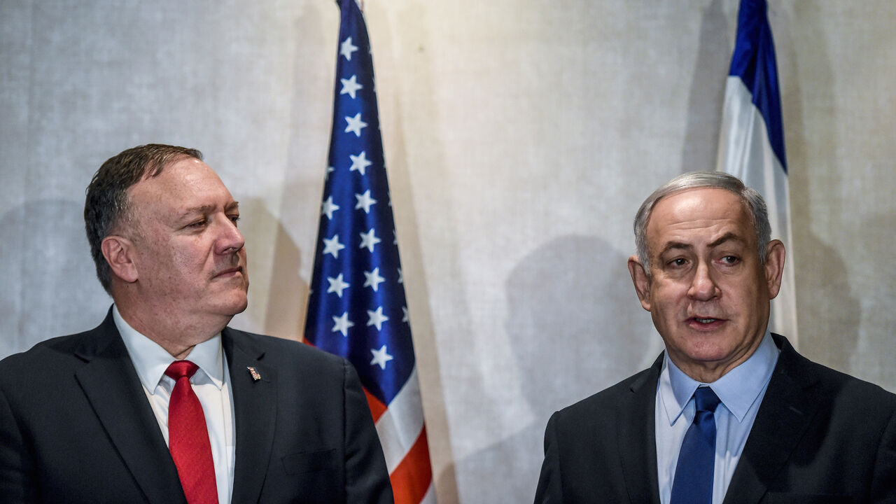 USA-ISRAEL/MEETING The United States Secretary of State Mike Pompeo meets Israeli Prime Minister Benjamin Netanyahu in Lisbon Portugal, December 4, 2019. Patricia de Melo Moreira/Pool via REUTERS - RC2JOD90E3QR