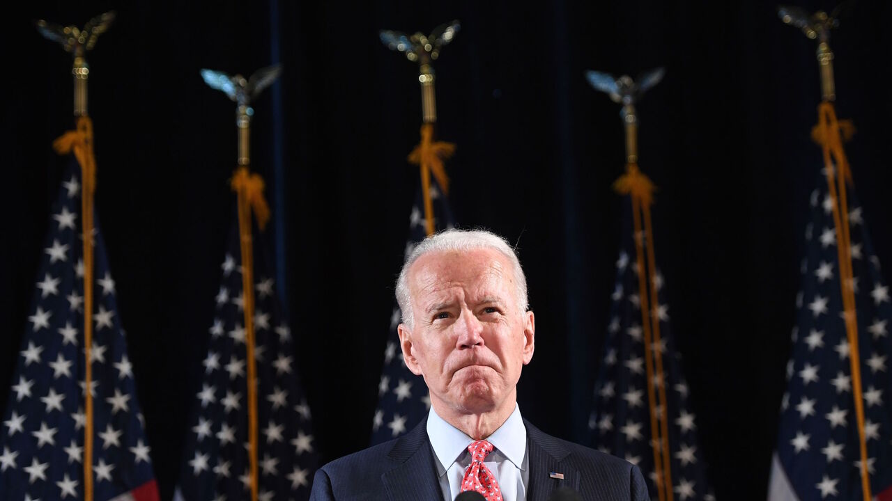 1206760533 Former US Vice President and Democratic presidential hopeful Joe Biden speaks about COVID-19, known as the Coronavirus, during a press event in Wilmington, Delaware on March 12, 2020. (Photo by SAUL LOEB / AFP) (Photo by SAUL LOEB/AFP via Getty Images)