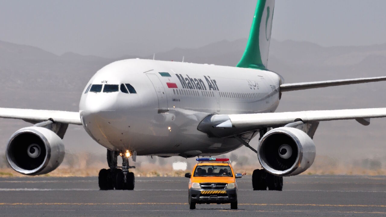 464862048 SANAA, YEMEN - MARCH 1: An Airbus 310 airplane of Mahan Air carrying Iranian health aids is seen at Sanaa International Airport after officials from the Shiite militia-controlled city signed an aviation agreement with Tehran, in Sanaa, Yemen, on March 1, 2015. Iranian Red Cross sent health aid to Sanaa. (Photo by Sinan Yiter/Anadolu Agency/Getty Images)