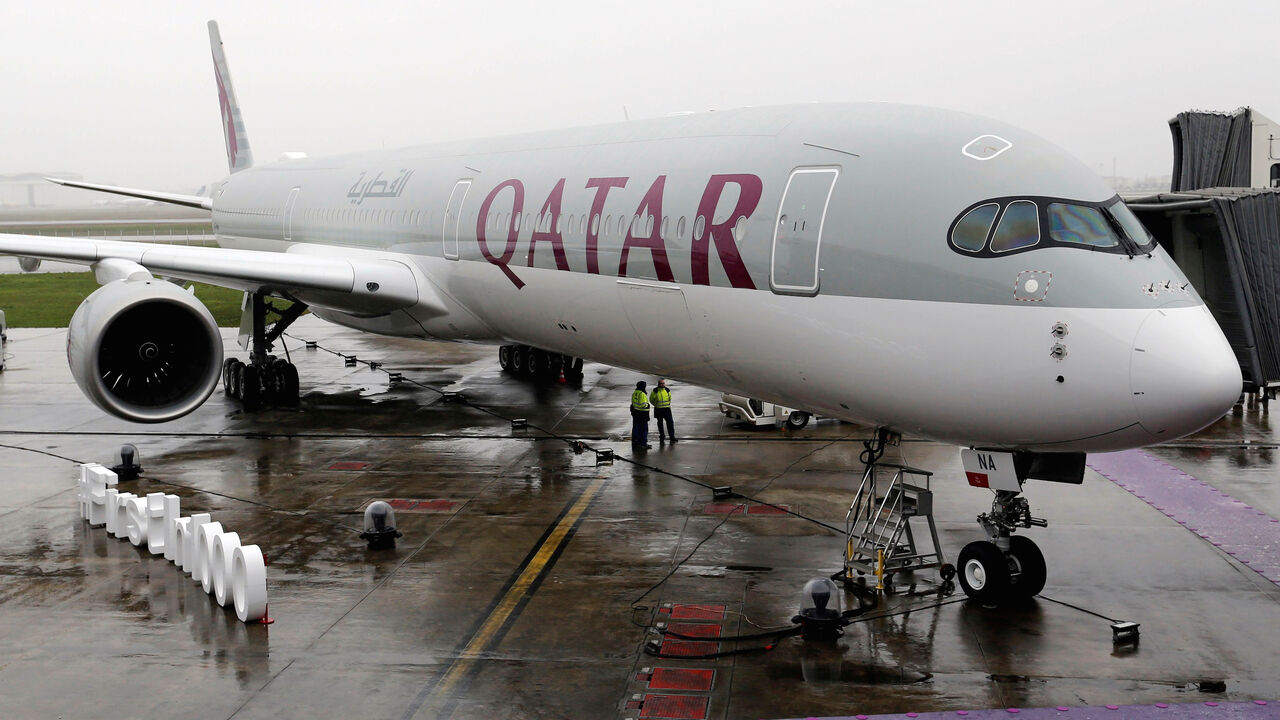 An Airbus A350-1000 aircraft of Qatar Airways is pictured after a delivery ceremony at the French headquarters of aircraft company Airbus in Colomiers near Toulouse, France, February 20, 2018. REUTERS/Regis Duvignau - RC1B38E43750