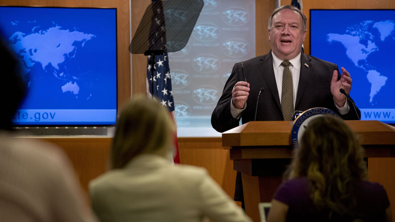 1219081929 Secretary of State Mike Pompeo speaks during a news conference at the State Department in Washington,DC on June 10, 2020. - US Secretary of State Mike Pompeo pledged a probe Wednesday into complaints that foreign news crews covering the street protests against racism and police brutality were mistreated. Australia, for instance, is investigating a US police attack on two Australian television journalists outside the White House last week."I know there have been concerns from some countries of their reporter