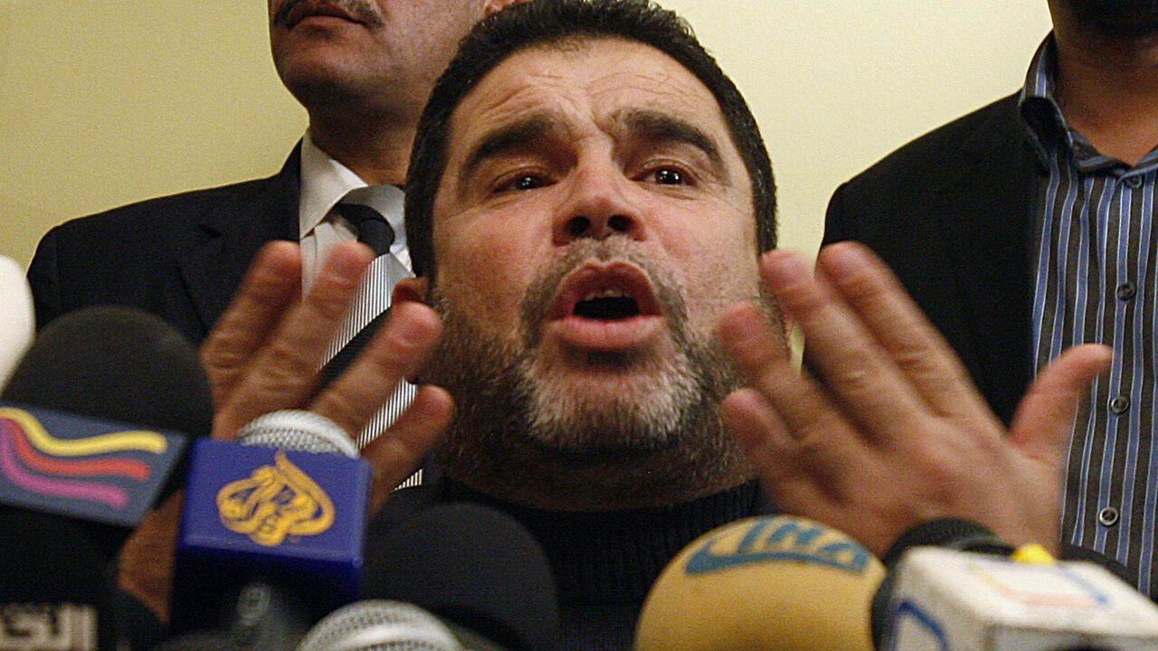 PALESTINIANS-ISRAEL/HAMAS Hamas official Salah al-Bardawil talks during a news conference in Cairo January 14, 2009. The Palestinian movement Hamas said on Wednesday it had given Egypt its views on an Egyptian ceasefire plan for Gaza and that it was now up to Cairo to present those views to Israel. REUTERS/Asmaa Waguih (EGYPT) - GM1E51F09GI01
