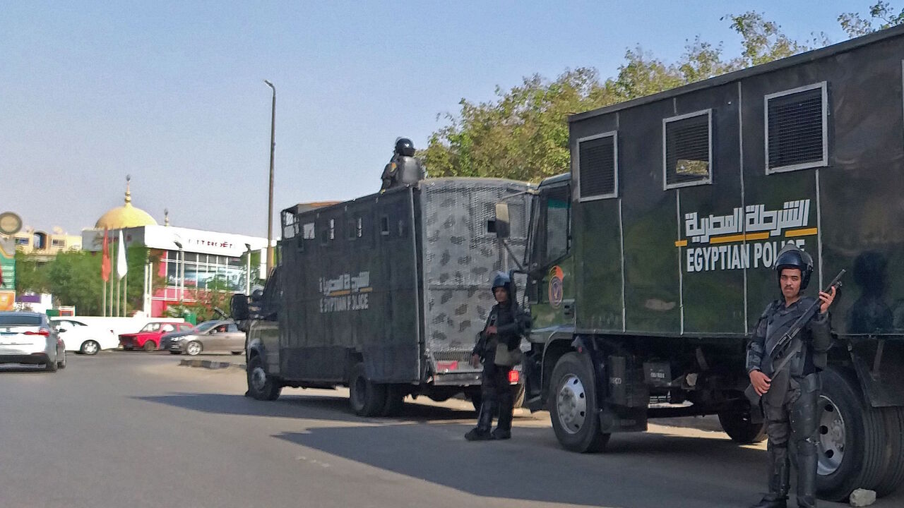 1171444391 Egyptian riot police stand guard in Egypt's capital Cairo on September 27, 2019. - Egypt's President dismissed today a call for a second weekend of protests as "no reason for concern", with hundreds already arrested in an intensifying crackdown on a rare show of discontent on the streets. (Photo by Khaled DESOUKI / AFP) (Photo credit should read KHALED DESOUKI/AFP via Getty Images)