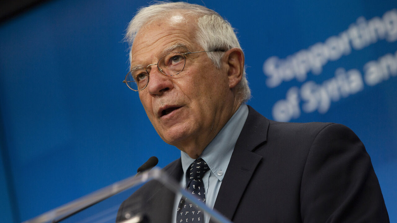 1223485295 European Union foreign policy chief Josep Borrell speaks during a media conference after a meeting, Supporting the future of Syria and the Region, in videoconference format at the European Council building in Brussels on June 30, 2020. (Photo by Virginia Mayo / POOL / AFP) (Photo by VIRGINIA MAYO/POOL/AFP via Getty Images)