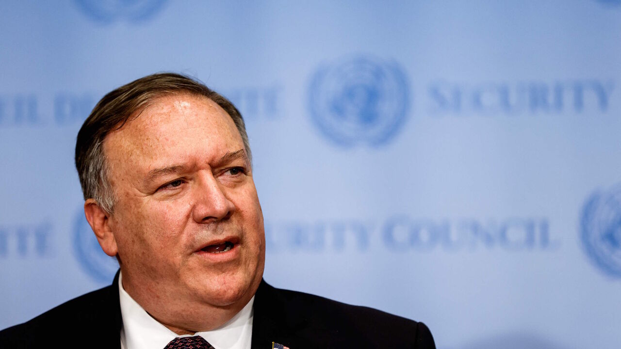 1228125453 US Secretary of State Mike Pompeo speaks to reporters following a meeting with members of the UN Security Council about Iran's alleged non-compliance with a nuclear deal and calling for the restoration of sanctions against Iran at United Nations headquarters in New York, August 20, 2020. (Photo by MIKE SEGAR / POOL / AFP) (Photo by MIKE SEGAR/POOL/AFP via Getty Images)