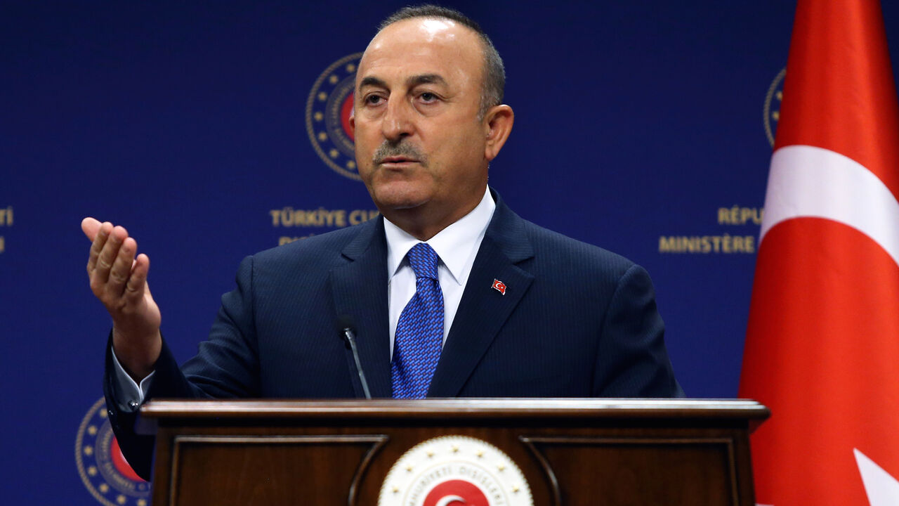 1228199844 Turkish Foreign Affairs Minister Mevlut Cavusoglu holds a joint press conference with the German Foreign Affairs minister following their meeting at the Turkish Foreign Ministry in Ankara on August 25, 2020. - The German Foreign minister warned on August 25 that Turkey's standoff with Greece in the eastern Mediterranean was at a "very critical" juncture but stressed that both sides appeared ready to talk. A crisis has been brewing in the eastern Mediterranean, where Turkey is at odds with Greece and the Eur