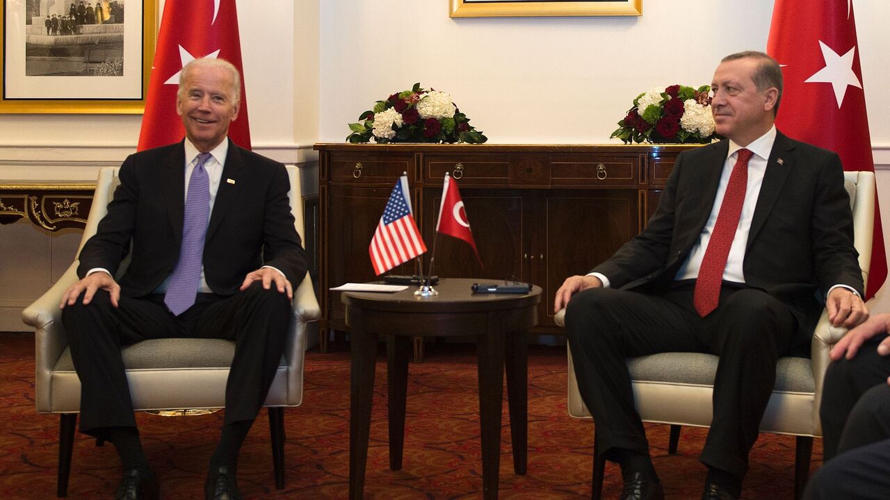 518364218 US Vice President Joe Biden (L)attends a meeting with President Recep Tayyip Erdogan of Turkey on the sidelines of the nuclear summit in Washington, DC, on March 31, 2016. / AFP / ANDREW CABALLERO-REYNOLDS (Photo credit should read ANDREW CABALLERO-REYNOLDS/AFP via Getty Images)