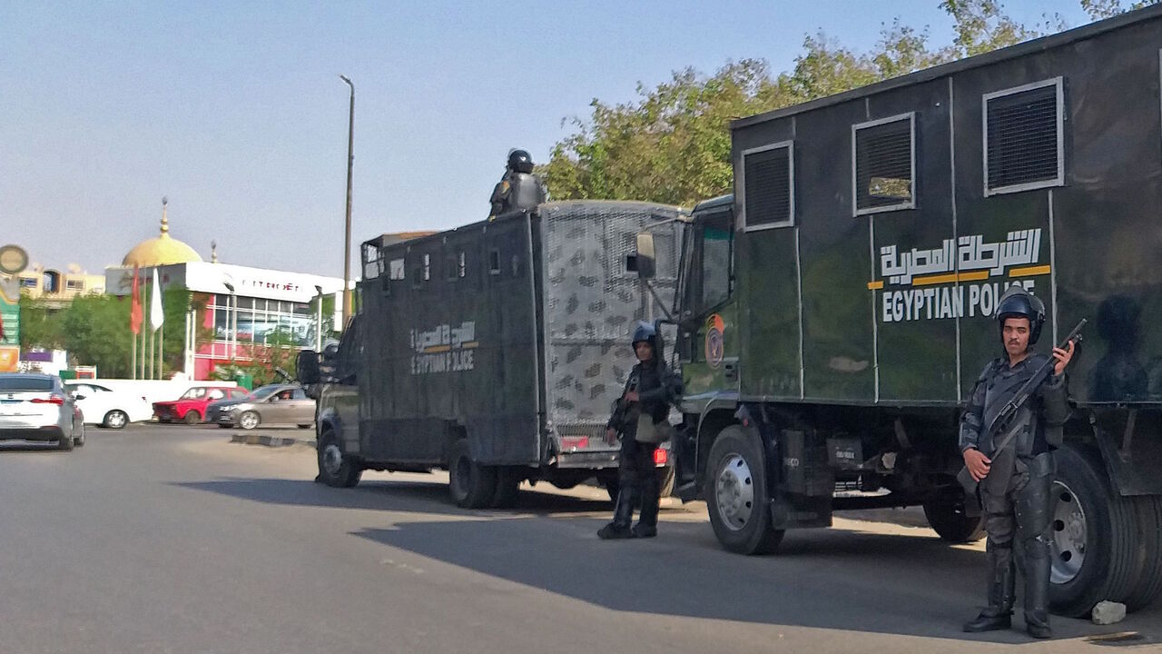1171444391 Egyptian riot police stand guard in Egypt's capital Cairo on September 27, 2019. - Egypt's President dismissed today a call for a second weekend of protests as "no reason for concern", with hundreds already arrested in an intensifying crackdown on a rare show of discontent on the streets. (Photo by Khaled DESOUKI / AFP) (Photo credit should read KHALED DESOUKI/AFP via Getty Images)