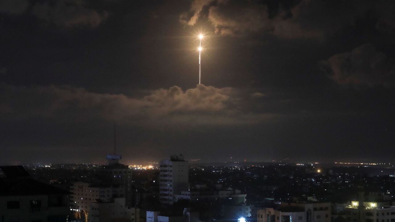 The Iron Dome anti-missile system fires interception missiles in the sky early morning on August 21, 2020 as rockets are launched against Israel. - Israeli planes launched raids against Gaza late on August 20 in response to rocket fire, security sources in the Palestinian enclave said, as mediators sought to broker an end to the latest flare-up. (Photo by MAHMUD HAMS / AFP) (Photo by MAHMUD HAMS/AFP via Getty Images)