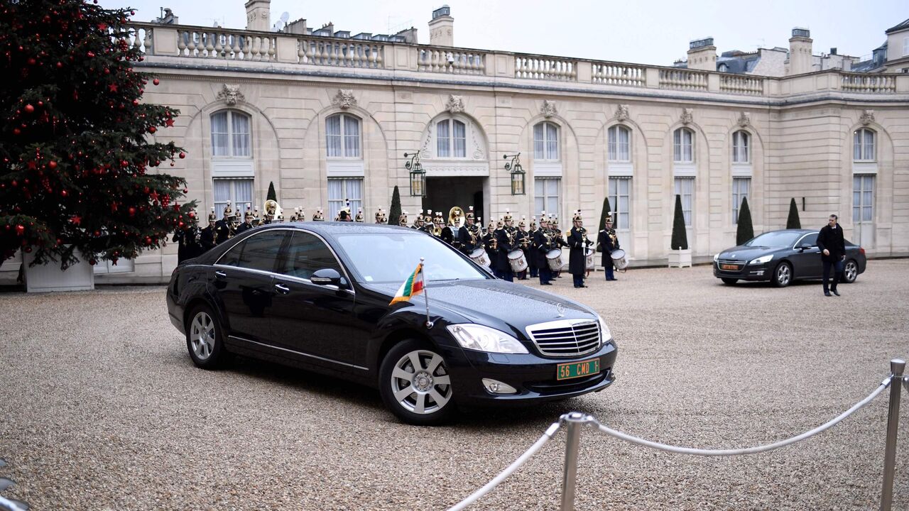 631532268 Iran ambassador to France arrives in a car to attend the New Year wishes ceremony of French President to the diplomatic corps on January 12, 2017 at the Elysee Presidential Palace in Paris. / AFP / STEPHANE DE SAKUTIN (Photo credit should read STEPHANE DE SAKUTIN/AFP via Getty Images)