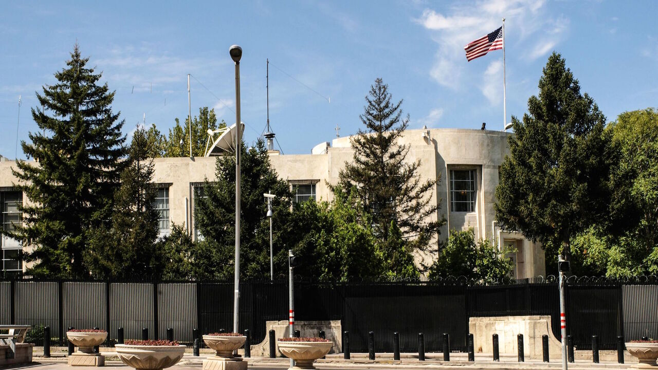 1019841366 A picture taken on August 20, 2018 shows a general view of the US Embassy, in Ankara. - Gunshots were fired early on Augsut 20, 2018 at the US embassy in Ankara but caused no casualties, Turkish and American officials said, amid escalating tensions between the two NATO allies. Six shots were fired at the US embassy, the Ankara governor's office said, adding that three bullets hit the iron gate and window wall. The incident come as Ankara and Washington are locked in a bitter dispute over Turkey's detention