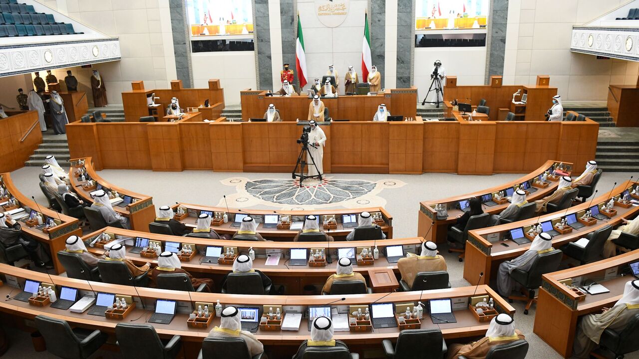 1228799664 This picture shows a general view of Kuwait's Parliament meeting during which Sheikh Nawaf al-Ahmad Al-Sabah was sworn in as the country's new Emir, in Kuwait City on September 30, 2020. - Kuwait today swore in its new emir, Sheikh Nawaf al-Ahmad Al-Sabah, after the death of his half-brother, Sheikh Sabah, who died in the US at the age of 91. (Photo by Yasser Al-Zayyat / AFP) (Photo by YASSER AL-ZAYYAT/AFP via Getty Images)