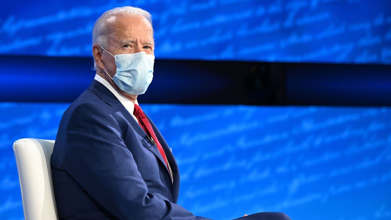 1229094517 Democratic Presidential candidate and former US Vice President Joe Biden participates in an ABC News town hall event at the National Constitution Center in Philadelphia on October 15, 2020. (Photo by JIM WATSON / AFP) (Photo by JIM WATSON/AFP via Getty Images)